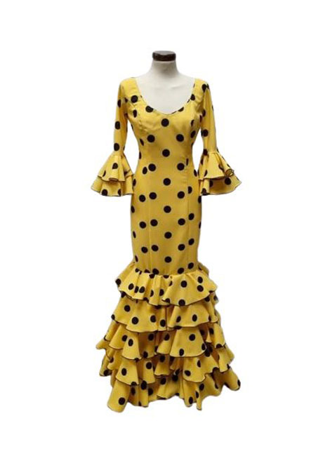 Size 40. Flamenco Dress. Mod. Carmela Amarillo Lunar